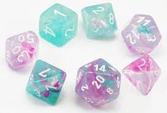 Nebula: Mini-Polyhedral Wisteria/white 7-Die set (CHX 20545)